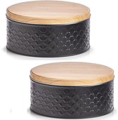 2x Boîtes de rangement / stock noir 20 x 9,5 cm 3,8 litres - Zeller - Articles de cuisine - Accessoires de cuisine / décoration - Garder au frais - Stock / boîtes de rangement / de stockage - Boîtes à biscuits / bonbons