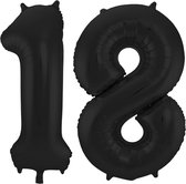 Folat Folie ballonnen - 18 jaar cijfer - zwart - 86 cm - leeftijd feestartikelen