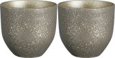 Mica Decorations - plantenpot/bloempot - 2x - zwart/goud flakes relief- D20/H18 cm