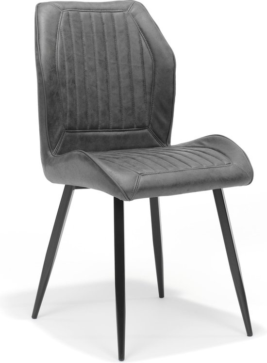 Stoel Emiel Antraciet Stof Set van 2 Zithoogte 50 cm Zitdiepte 42 cm bol