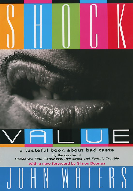 Boekcover met de titel SHOCK VALUE in grote letters, met een close-up van lippen.