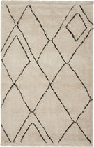 Hoogpolig Berber vloerkleed met franjes - Cross Lines - 200x290 - Dikke Kwaliteit - Mrcarpet