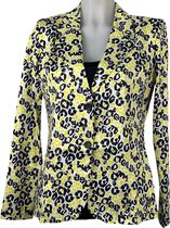 Angelle Milan - Licht gele bloemenprint blazer voor Dames - Travelstof - Comfort - Strijkvrij - Duurzaam - Maat L - In 5 maten!