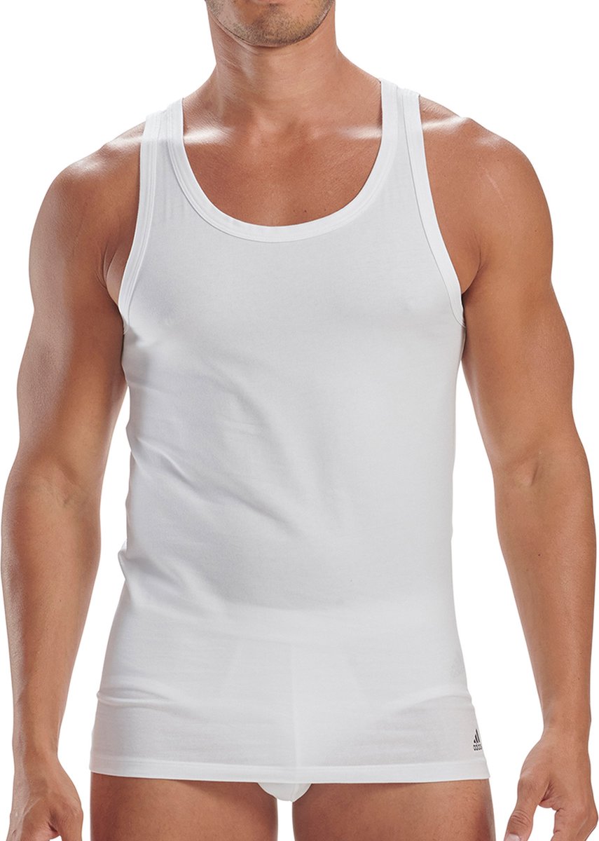 Top, ronde hals, classic, stretch, brede schouderbandjes, mouwloos, wit