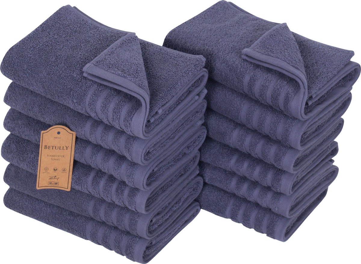 Veehaus Tomson - Handdoeken 50 x 100 cm - set van 12 - Hotelkwaliteit – Zware kwaliteit 500 g/m2 Blauw