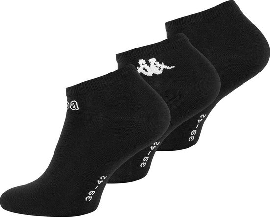 Kappa - Enkelsokken - Sneakersokken - Korte sokken - 3 Pack - Zwart - Maat 43-46