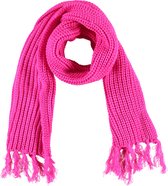Apollo - Sjaal gebreid fluor roze - One size - Carnavals sjaal - Sjaal roze - Gebreide sjaal - Gekleurde sjaal