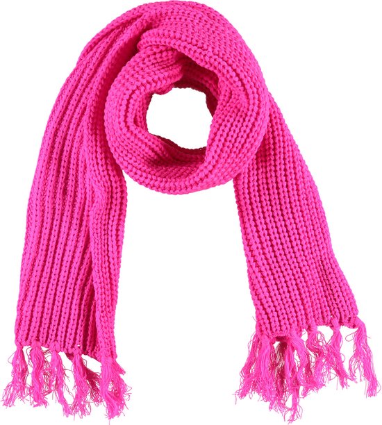 Apollo - Sjaal gebreid fluor roze - One size - Carnavals sjaal - Sjaal roze  - Gebreide... | bol.com