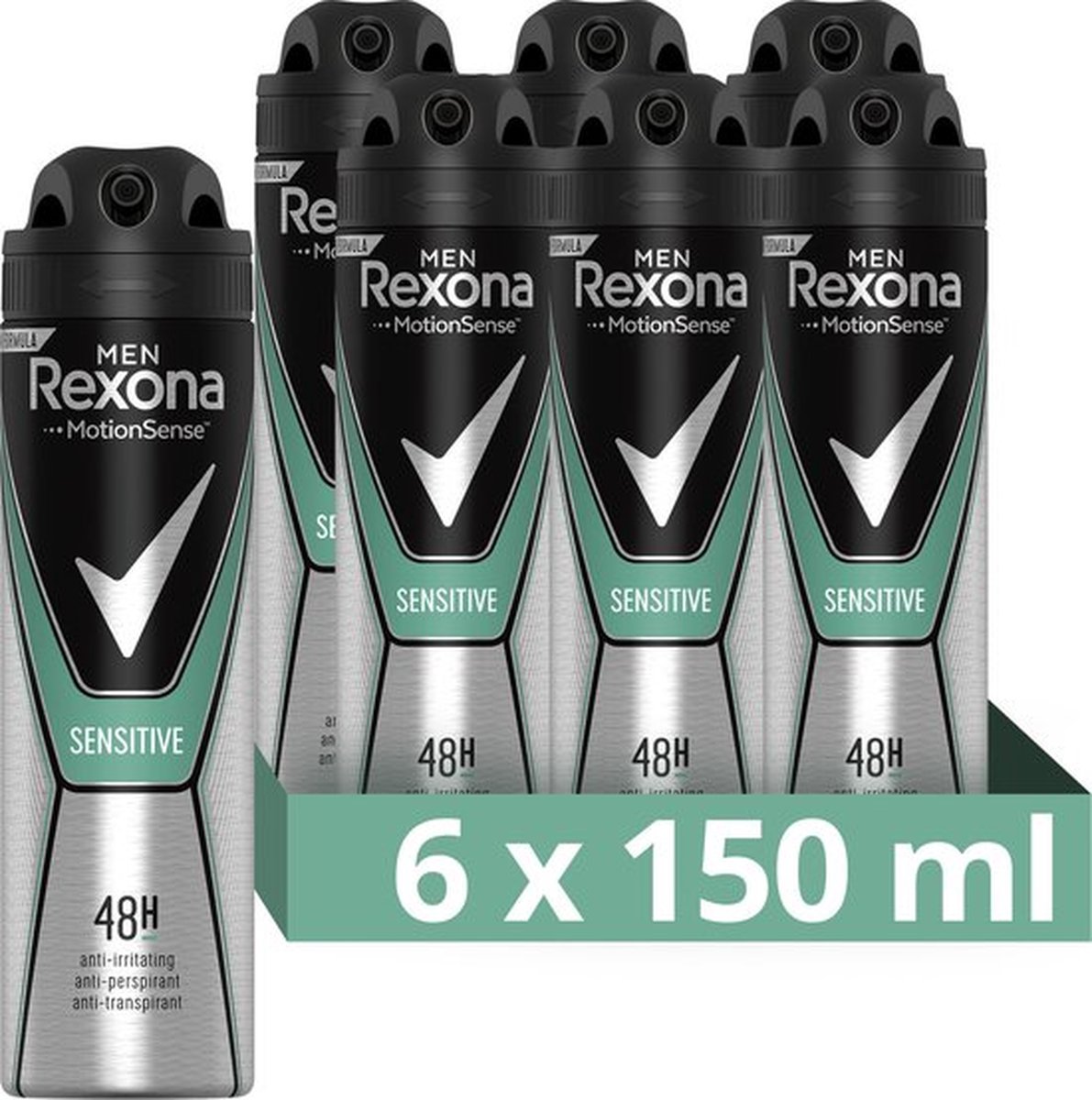 Goedkoopste Rexona Deospray Men – Sensitive - Voordeelverpakking 6 x 150 ml