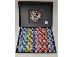 Chocolade Ballen Proeverij Pakket Groot | 40 stuks Lindt chocolade met Mystery Card 'Get Well Soon' met persoonlijke (video)boodschap | Chocoladepakket | Feestdagen box | Chocolade cadeau | Valentijnsdag | Verjaardag | Moederdag | Vaderdag
