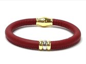 Nouveau ! Jolla - bracelet femme argent - cuir - fermeture magnétique - breloques - bicolore - Single Ladies Gold - Rouge