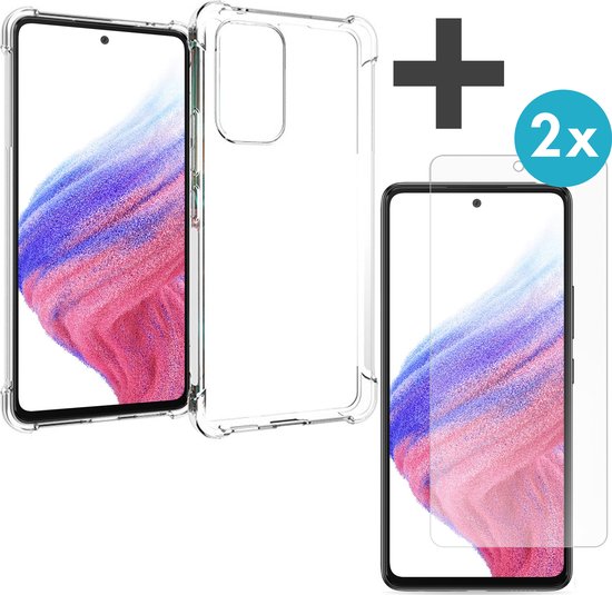iMoshion Coque Samsung Galaxy A53 Transparente avec 2x Protecteurs d' Glas Trempé - Coque Antichoc iMoshion - Pack de 2 Protecteurs d'écran en Tempered Glass iMoshion