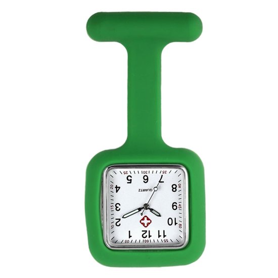 Fako® - Verpleegstershorloge - Zusterhorloge - Verpleegster Horloge - Siliconen Vierkant - Groen