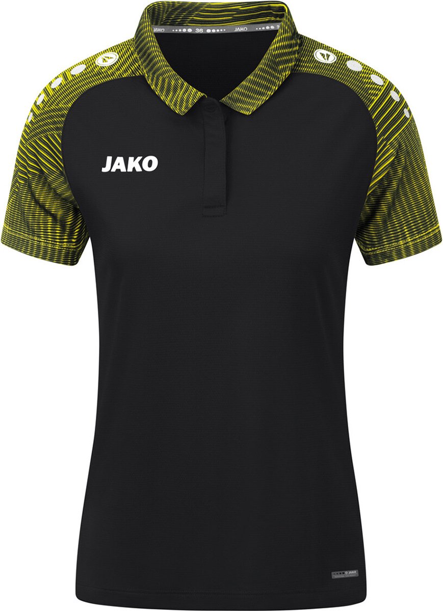 Jako Performance Polo Dames - Zwart / Zachtgeel | Maat: 36