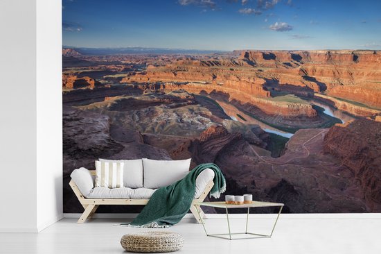 Papier peint vinyle - Ciel bleu vif sur le Grand Canyon et le fleuve Colorado dans l'Utah largeur 330 cm x hauteur 220 cm - Tirage photo sur papier peint (disponible en 7 tailles)