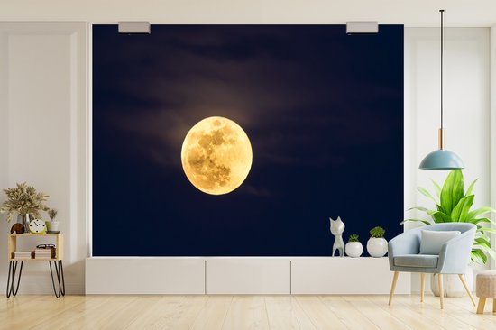 Pleine lune dans le ciel nocturne fond d' fotobehang