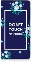 Telefoontasje Geschikt voor Samsung Galaxy A54 Smartphone Hoesje Flowers Blue Don't Touch My Phone