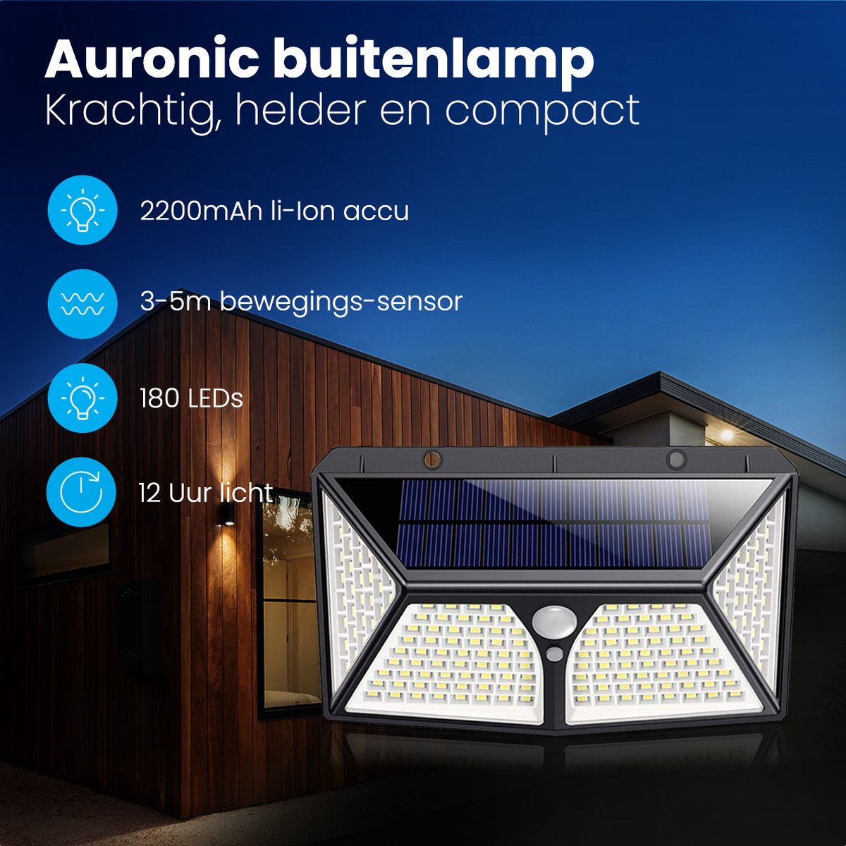 Buitenlamp met Bewegingssensor, [2 stuks]Zonnelampen voor Buiten met Bewegingsmelder, 3 modi led-zonnelamp met Bewegingsmelder voor buiten, wandlamp op zonne-energie met 16,5 ft kabel