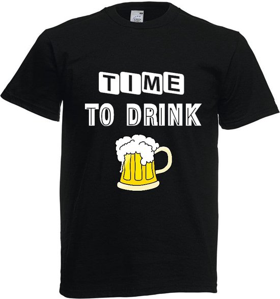 grappig T-shirt - time to drink beer - bier - feestje - kermis - carnaval - maat 4XL