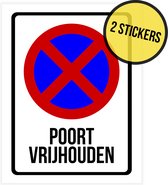 Pictogram/ sticker | "Poort vrijhouden" | 19 x 25 cm | Garagepoort | Inrit vrijhouden | Uitrit vrijlaten | Parkeerverbod | Niet parkeren | Stilstaan verboden | 2 stuks