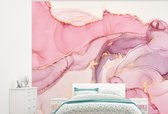 Behang - Fotobehang Goud - Marmer - Roze - Breedte 275 cm x hoogte 220 cm