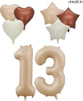 Snoes XXL Cijfer ballon 13 – Nude Kleur Satijn Caramel Nummerballon