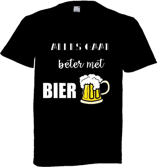 Grappig T-shirt - alles gaat beter met bier - carnaval - kermis - feestje - maat 4XL
