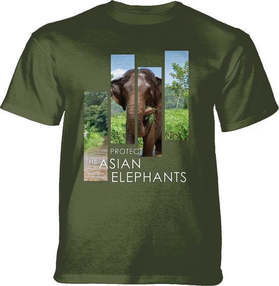 T-shirt Protect Asian Elephant Split Portrait Green 3XL
