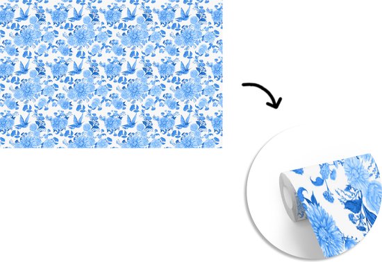Papier peint - Papiers Papier peint photo Fleurs - Roses - Blauw - Motifs - Largeur 600 cm x Hauteur 400 cm