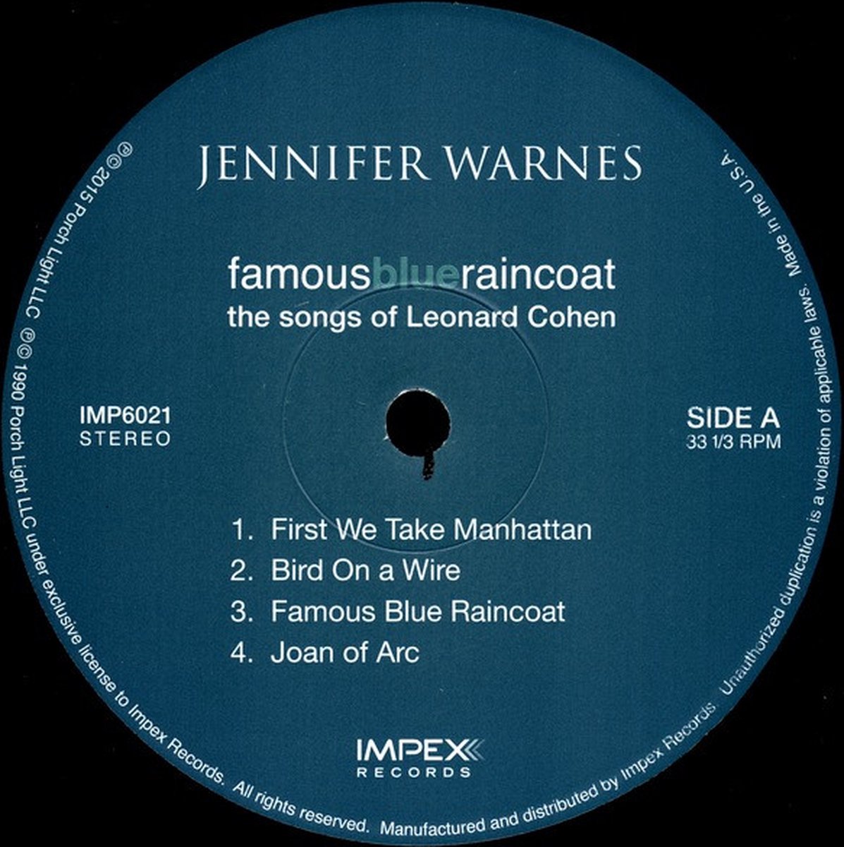 Jennifer Warnes - Famous Blue Raincoat - HQ LP - 180 gram