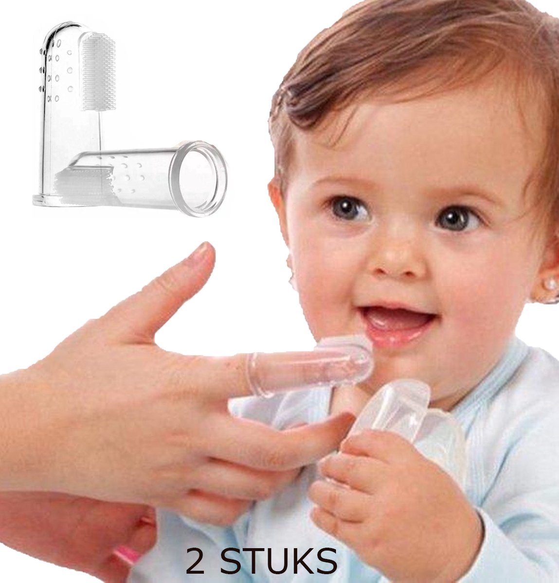 Baby silicone tandenborstel , vinger tandenborstel, baby/peuter, jongen meisje vingertandenborstel. 2 stuks.