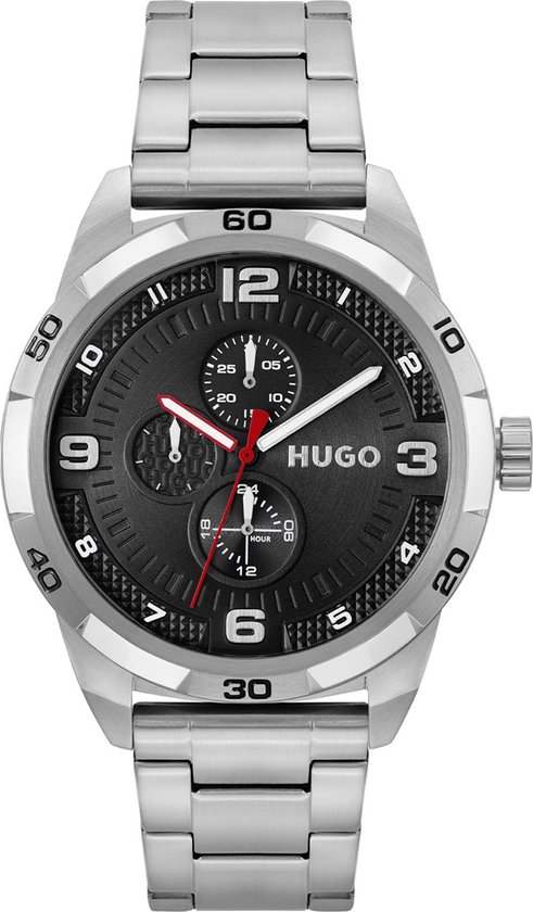 HUGO Herren-Uhren Analog Quartz Taille unique Argent 32022039