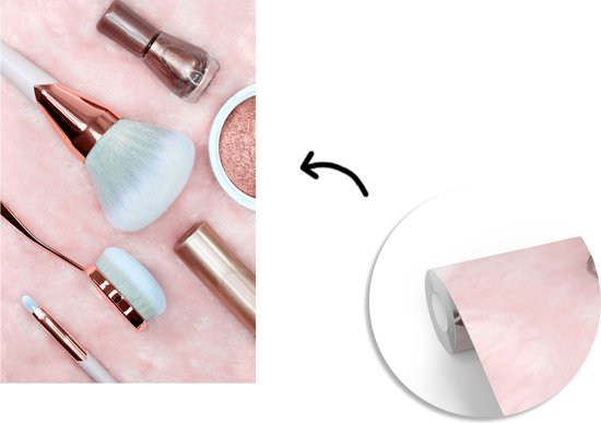 Behang - Fotobehang Make-up kwasten - Breedte 225 cm x hoogte 350 cm