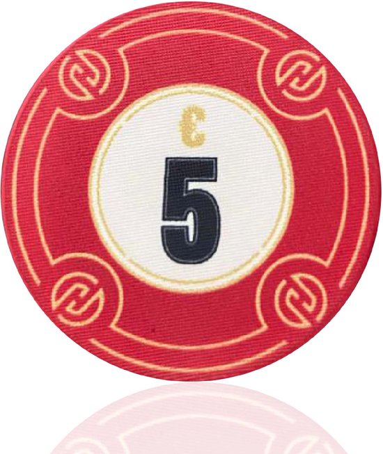 Hades Cashgame Deluxe Poker Chips €5, rood (25 stuks) pokerchips