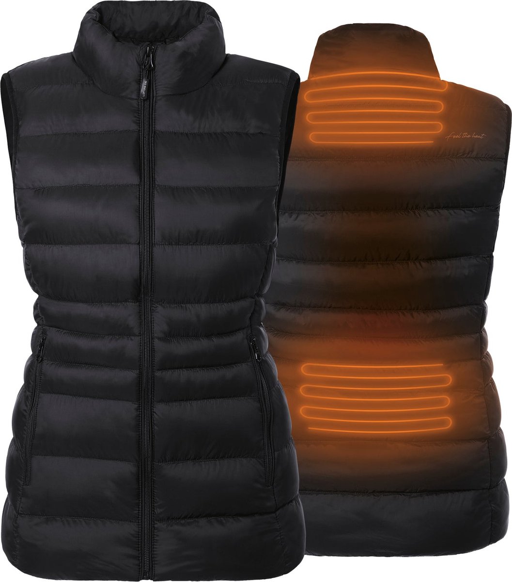 Verwarmde Mouwloze Vest Slim Fit Voor Vrouwen extra gevoerde kraag Rapid power technologie Zwart