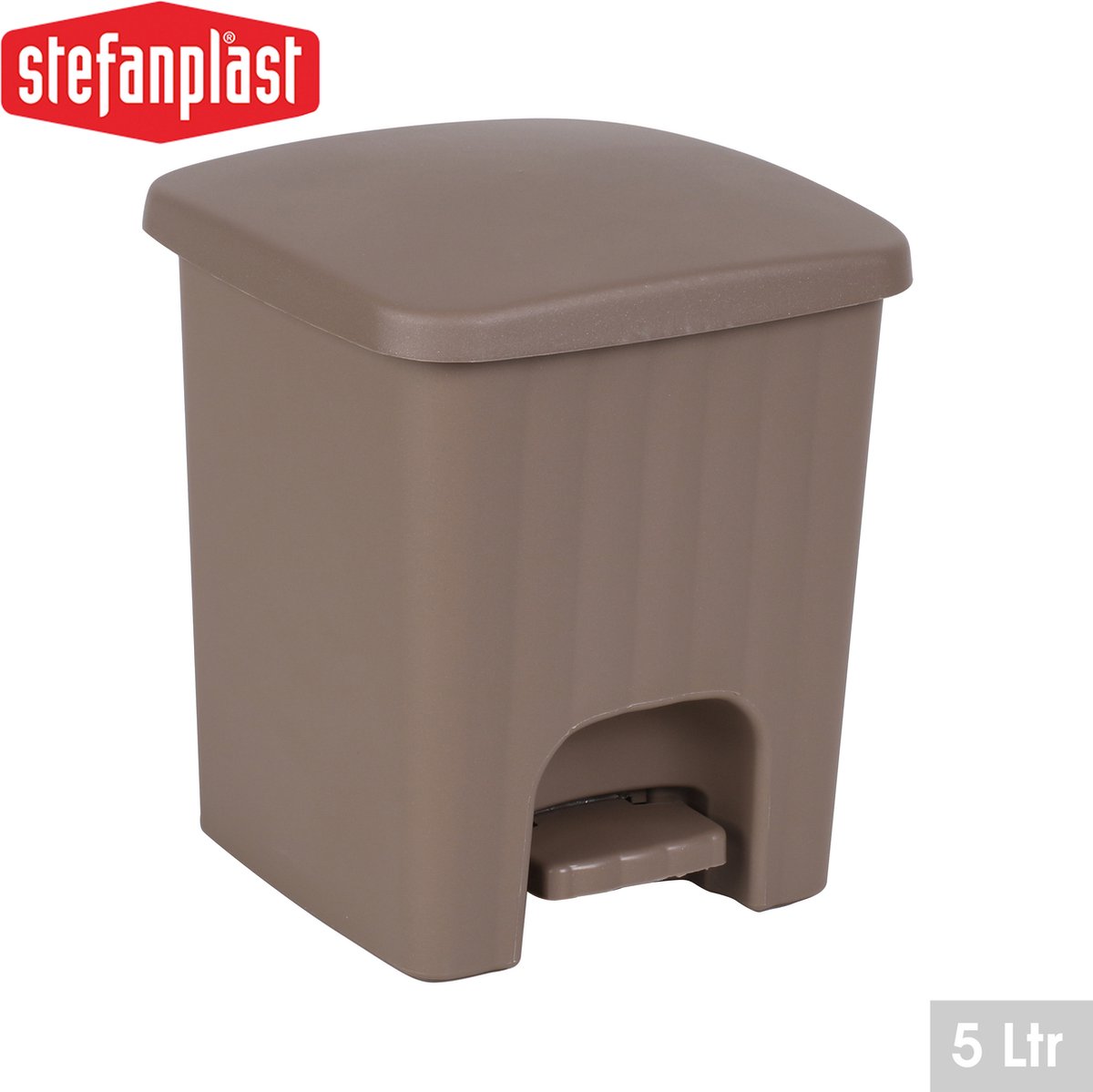 Stefanplast prullenbak - vuilbak - prullenbak badkamer - prullenbak met pedaal plastiek - 5l taupe