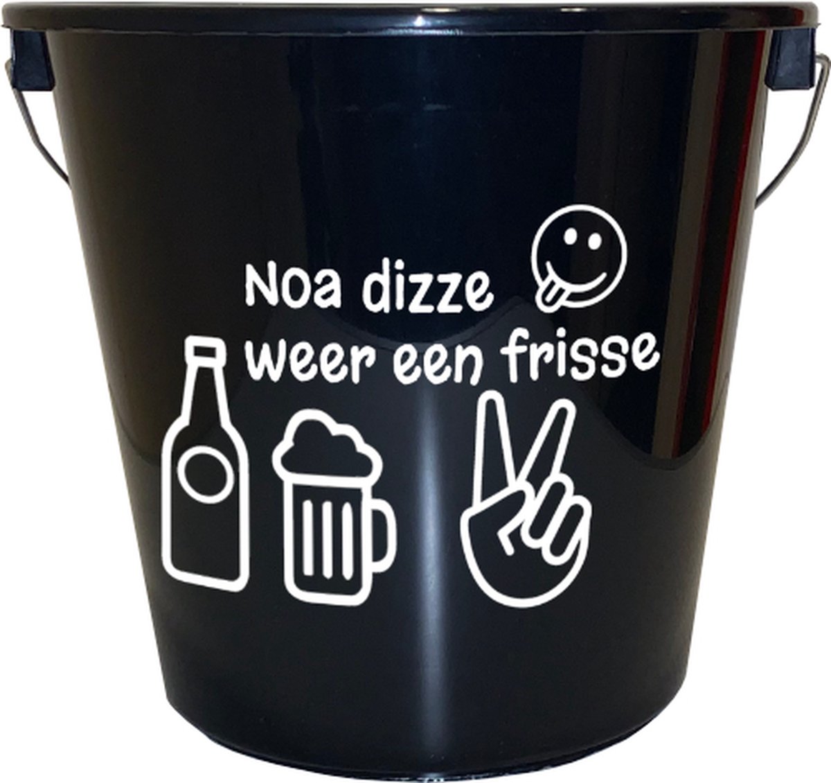 Goedkoopste Emmer - 5 liter - zwart - met tekst Noa dizze weer een frisse – Cadeau – Geschenk – Gift – Kado – Surprise