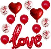 jubileum ballonnen – 13 stuks – Rood– Ballonnen pakket – Love – Liefde – love you – Trouwen