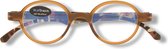 BlueShields PFA333 +0.00 Mash bril zonder sterkte - Blauw licht filter lens - Bruin montuur met legerprint poten