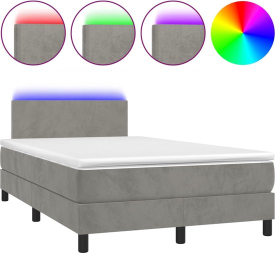 vidaXL-Boxspring-met-matras-en-LED-fluweel-lichtgrijs-120x200-cm