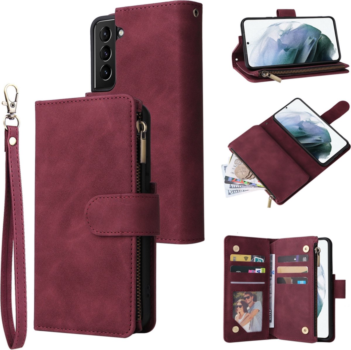 BookCover Wallet Etui geschikt voor Samsung Galaxy S22 - 5G Bordeaux-Rood