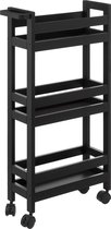 Smalle keukentrolley 3 niveaus Five® - Zwart - Decoratief | Verrijdbaar