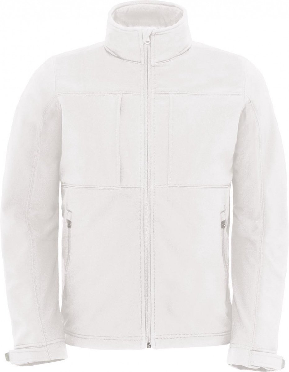 Outdoorjas Hooded Softshell/men met afneembare capuchon B&C Collectie Wit
