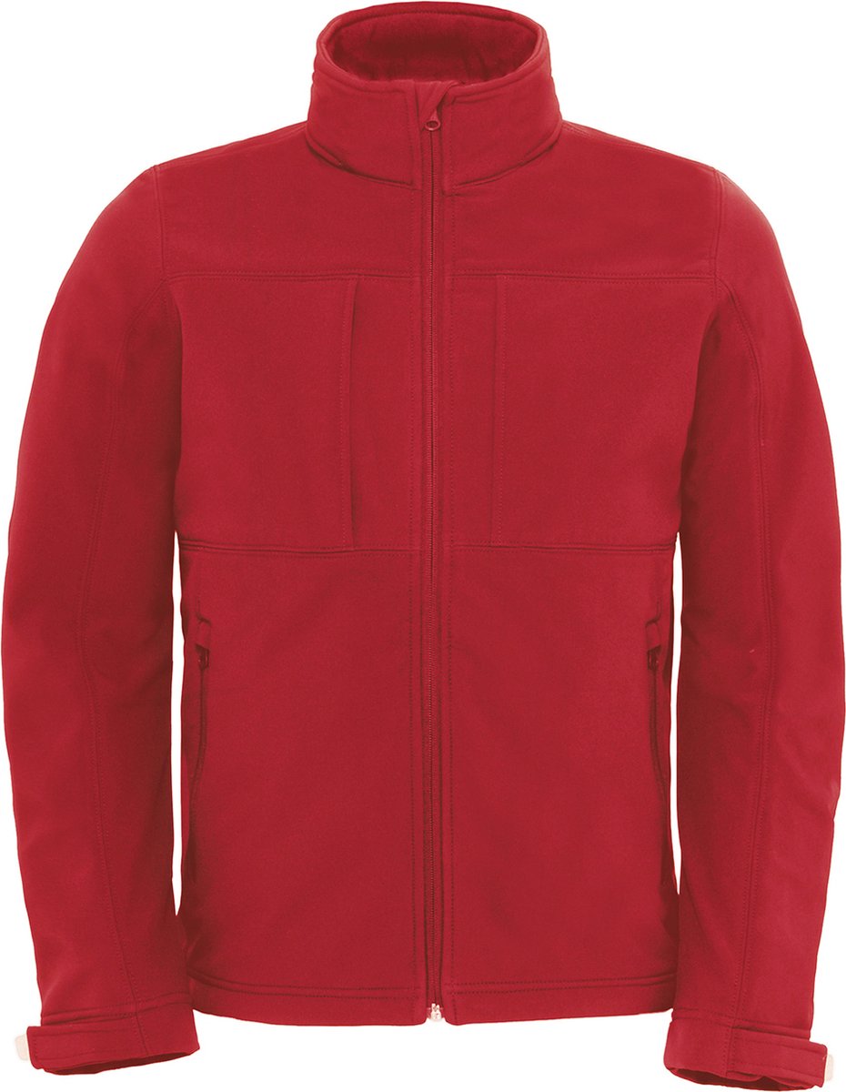 Outdoorjas Hooded Softshell/men met afneembare capuchon B&C Collectie Rood