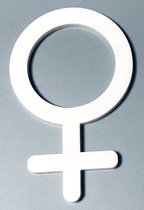 Dames Toilet deurbordje vrouw symbool - 15 cm - wit acrylaat.
