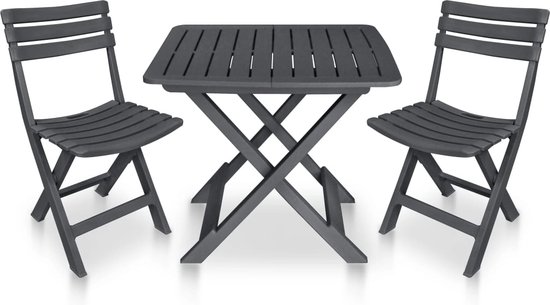 Relaxdays Balkonmöbel Set, 3-teilig, 1 Tisch & 2 Stühle