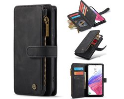 Casemania Hoesje Geschikt voor Samsung Galaxy A54 5G - Charcoal Gray - Luxe Portemonnee Book Case met Rits