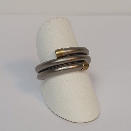 Titaan ring - 14karaat geelgoud - design - uitverkoop Juwelier Verlinden St. Hubert - van €187,= voor €139,=