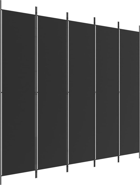 vidaXL - Kamerscherm - met - 5 - panelen - 250x220 - cm - stof - zwart