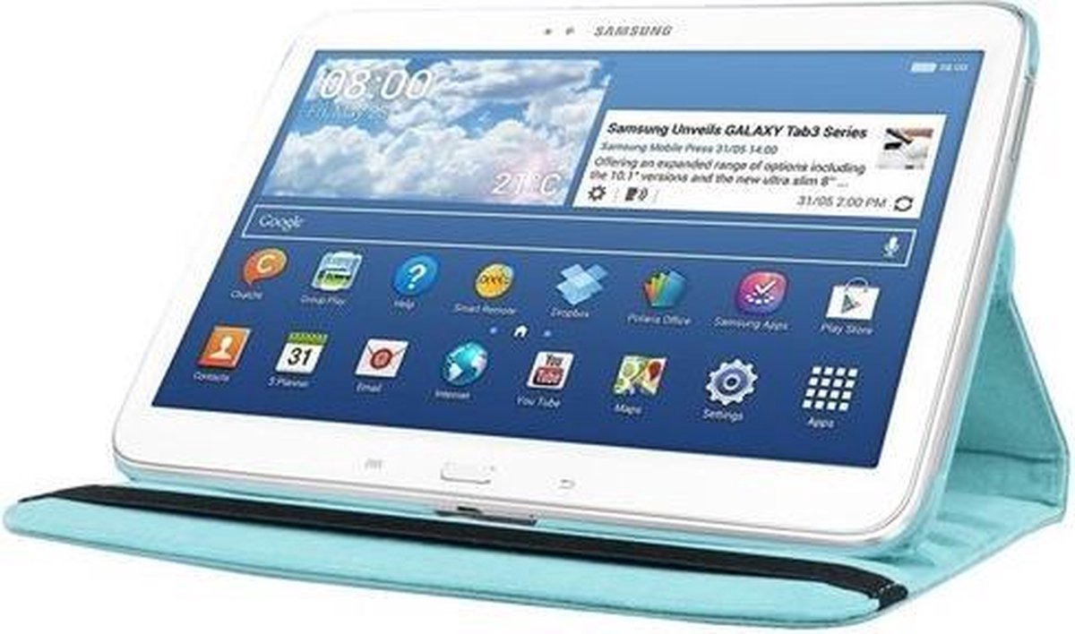 Geschikt voor Samsung galaxy tab E 9.6 hoesje 360 graden draaibare case turquoise